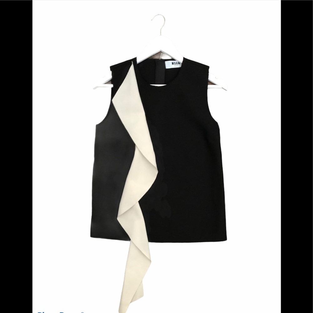 MSGM black and white contrasting ruffle top